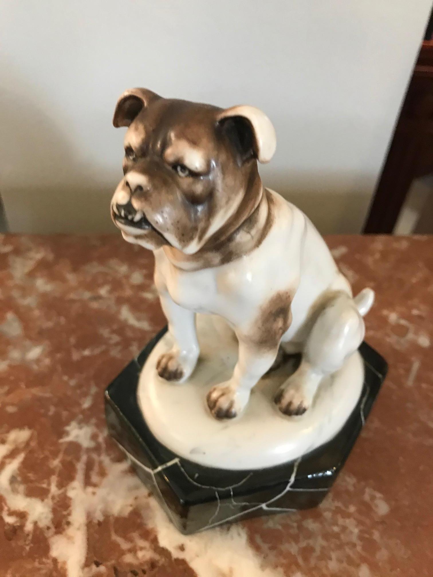 20th century French Art Deco Porcelain Bulldog, 1930s 3