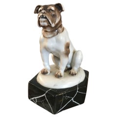 Vintage 20th century French Art Deco Porcelain Bulldog, 1930s