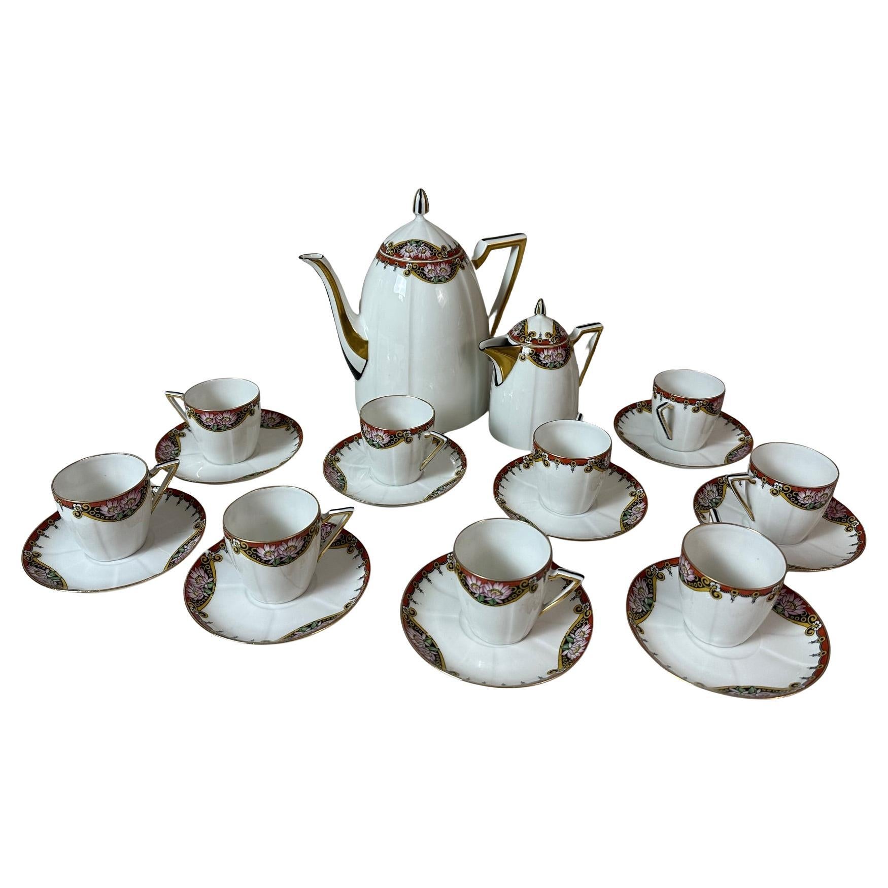 20th century French Art Deco Porcelain Tea Service, 1930s