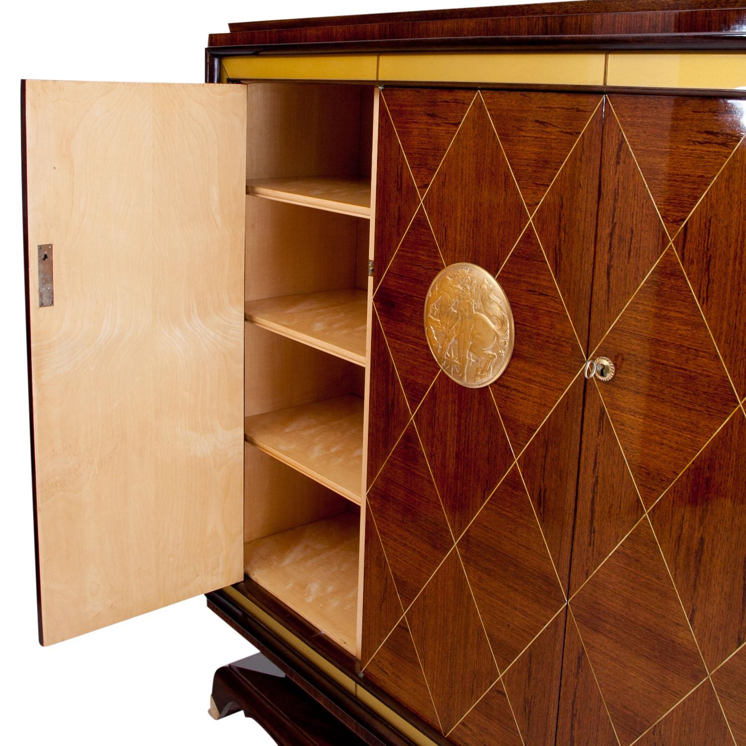 Metal 20th Century French Art Deco Rambaudi-Dantoine Rosewood Cabinet by Jean Desnos For Sale