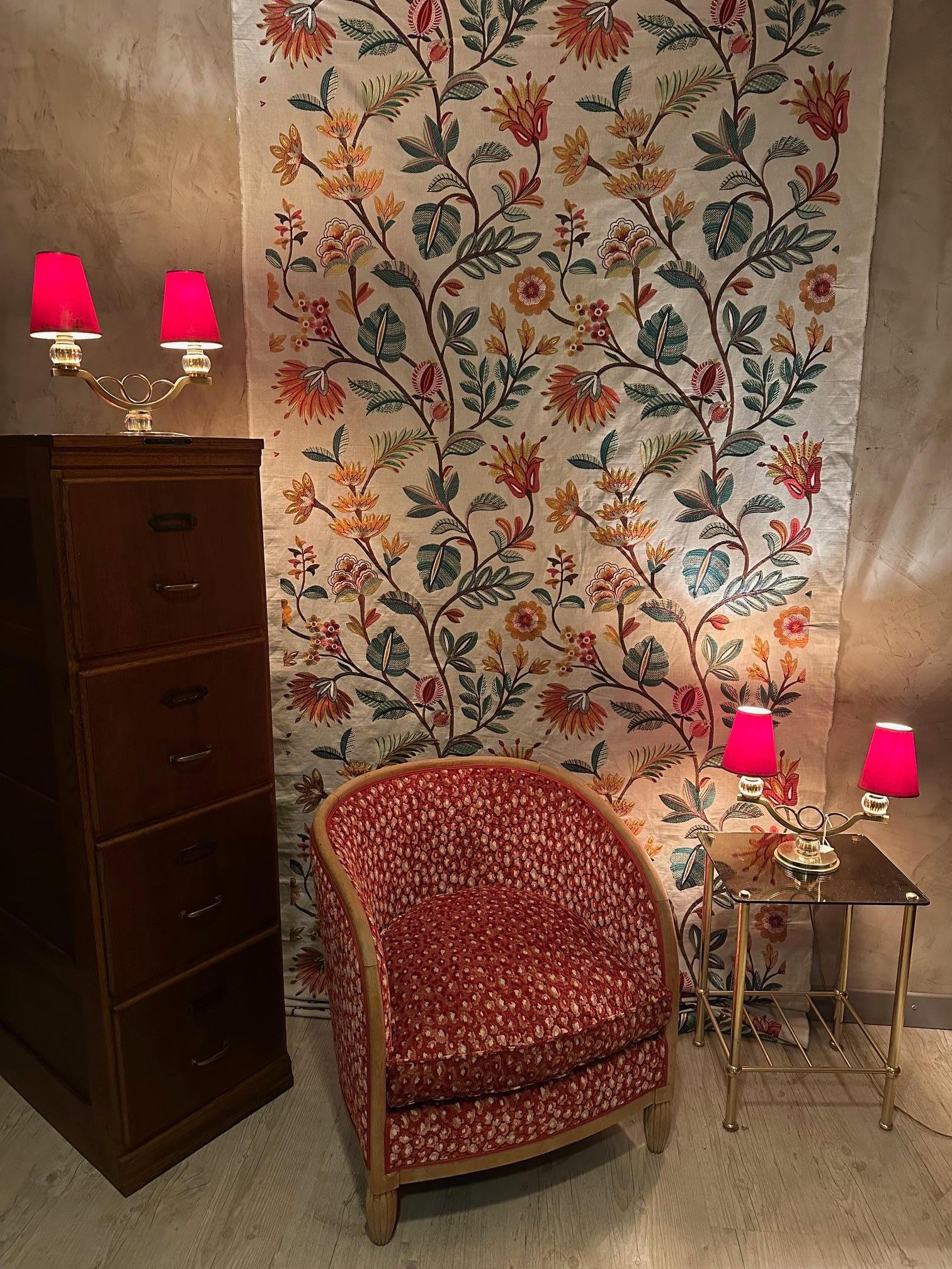 20th century French Art Deco Reupholstered Armchair, 1930s 6