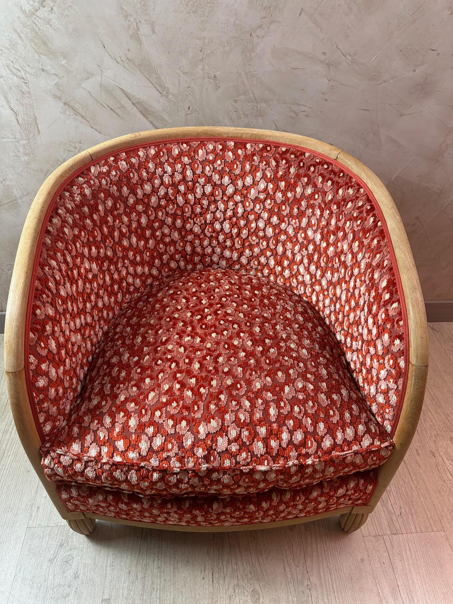 Fabric 20th century French Art Deco Reupholstered Armchair, 1930s