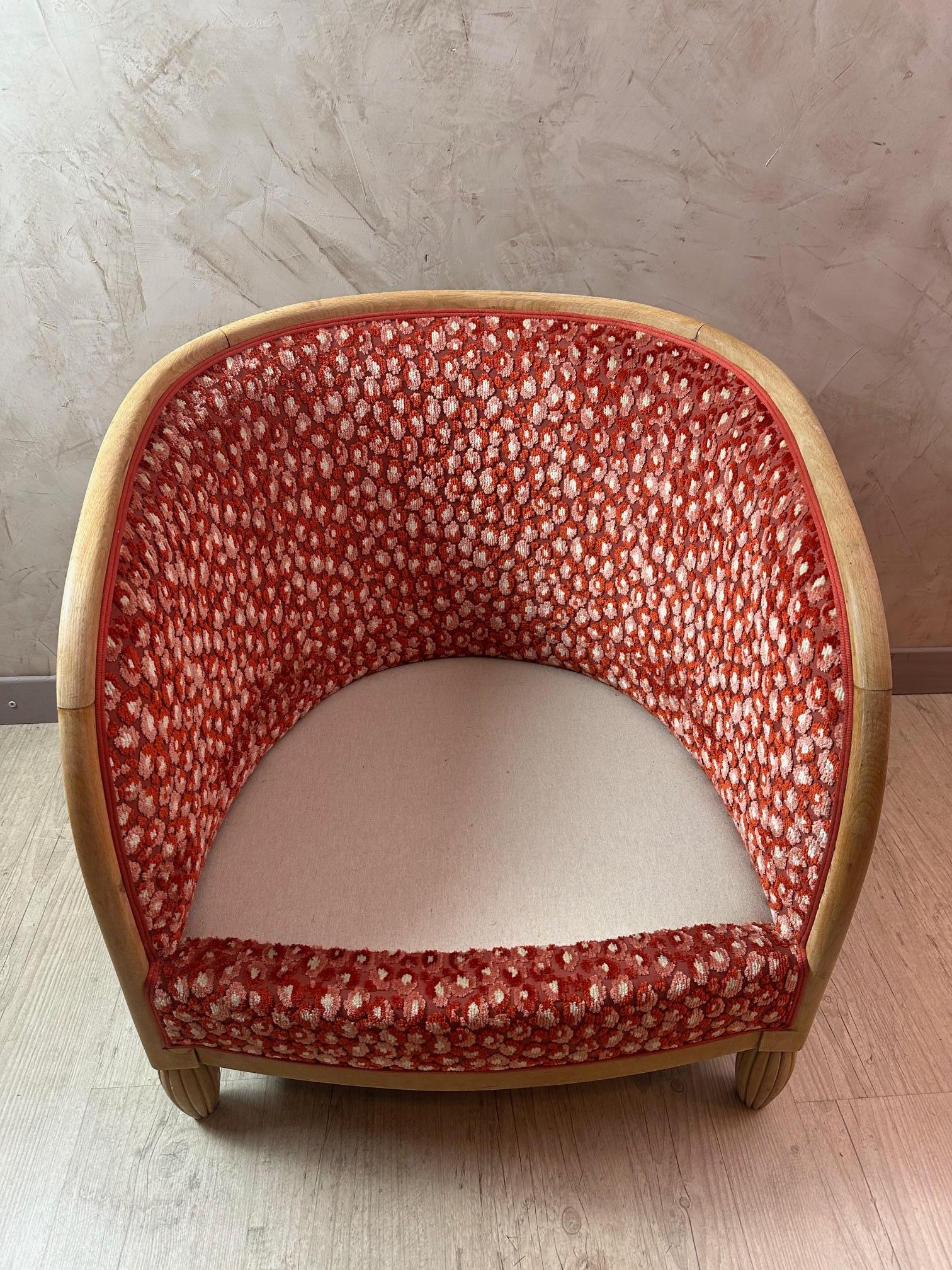 20th century French Art Deco Reupholstered Armchair, 1930s 3