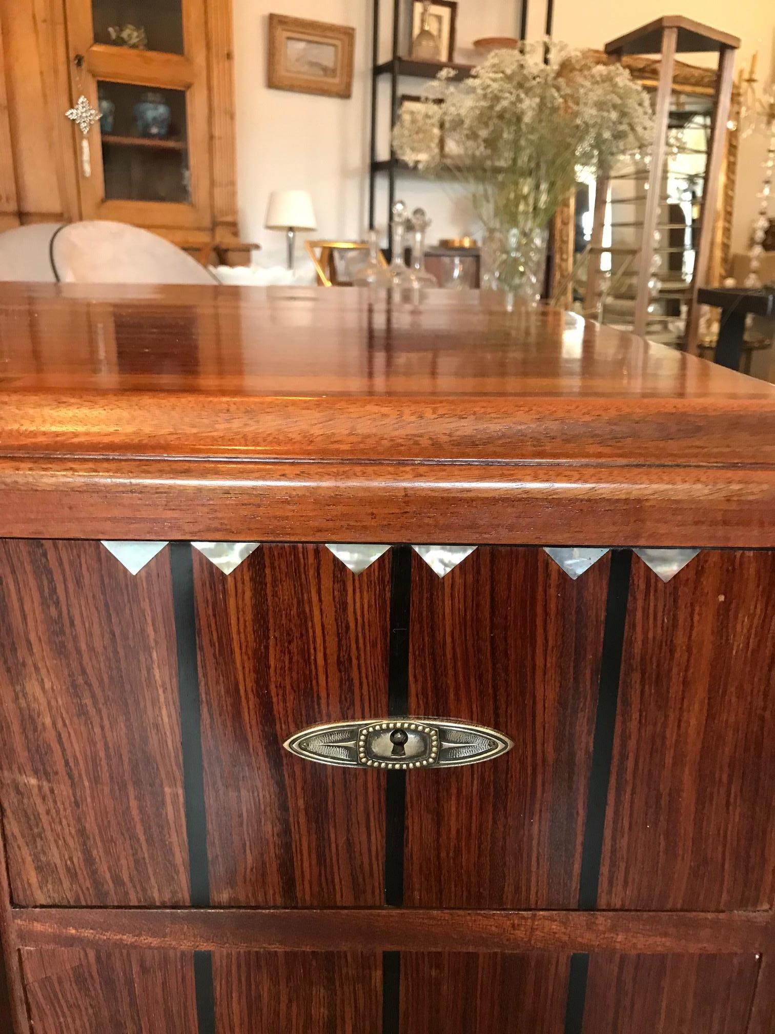 20th Century French Art Deco Rosewood and Mother of Pearl Desk, 1930s 6