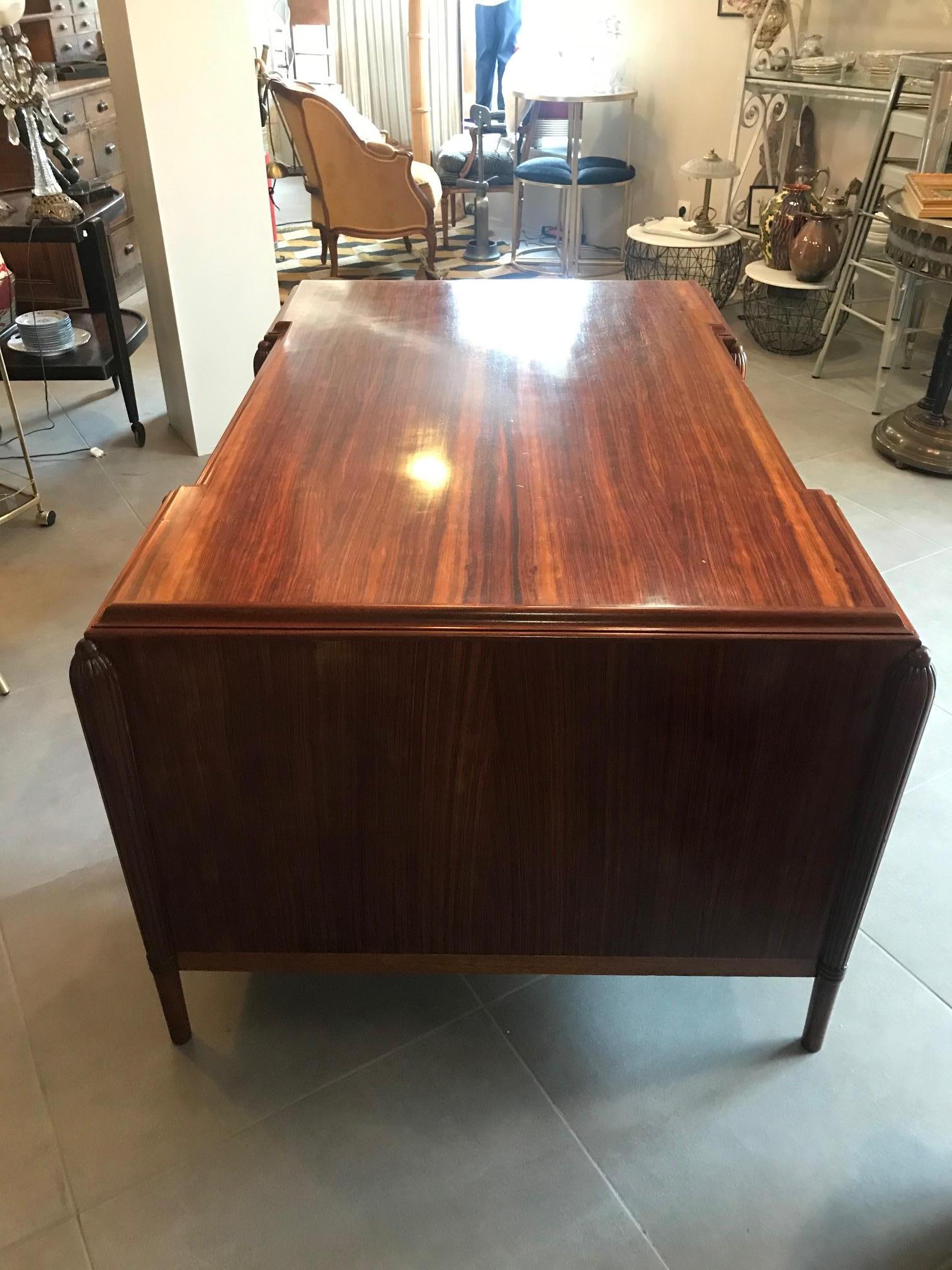 20th Century French Art Deco Rosewood and Mother of Pearl Desk, 1930s 14