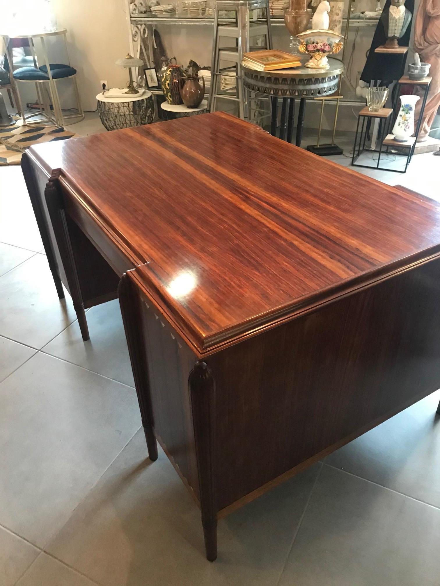 20th Century French Art Deco Rosewood and Mother of Pearl Desk, 1930s 15