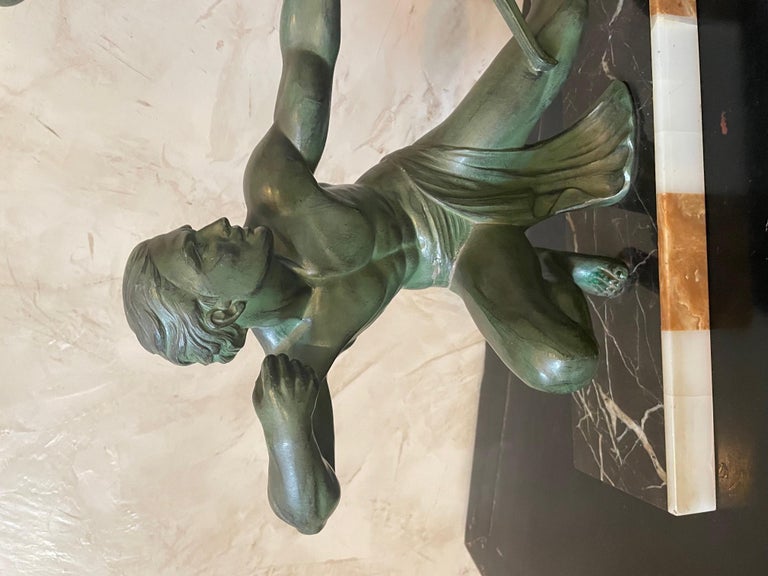 Mid-20th Century 20th century French Art Deco Salvatore Melani Metal Statue, 1930s For Sale