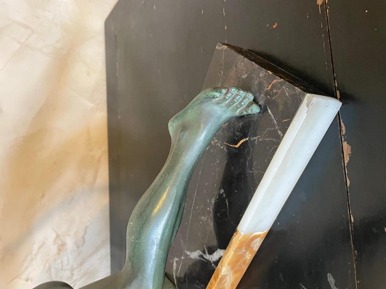 20th century French Art Deco Salvatore Melani Metal Statue, 1930s For Sale 3