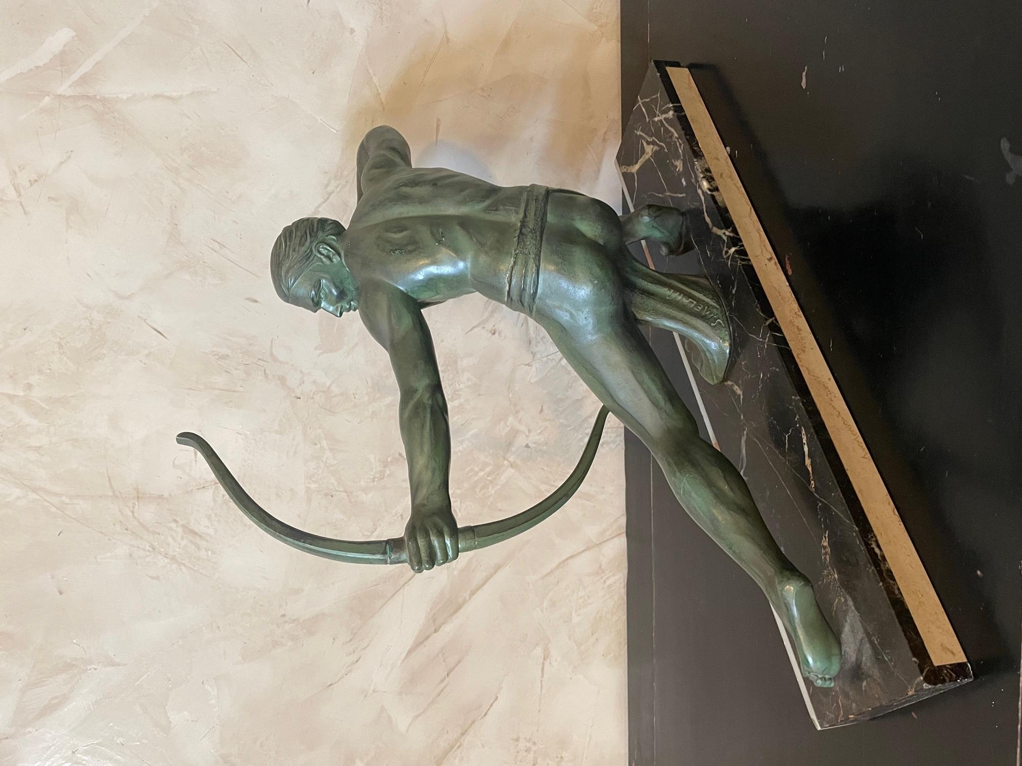 20th century French Art Deco Salvatore Melani Metal Statue, 1930s 5