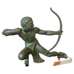 Statua in metallo Art Déco francese del XX secolo di Salvatore Melani, anni '30