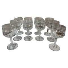 20th century French Art Deco set of 10 Crystal Glasses, 1930s
