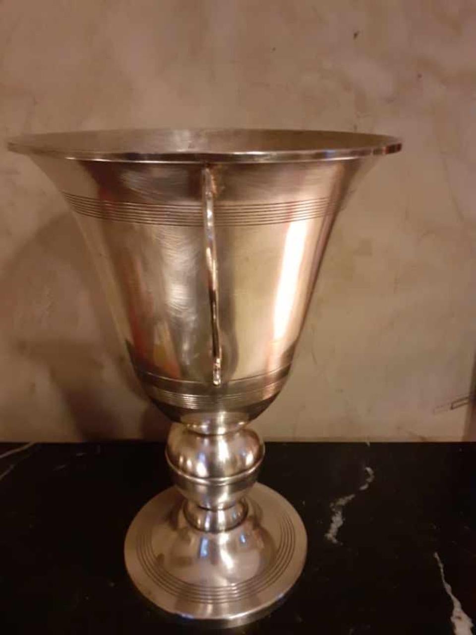 20th Century French Art Deco Silver Plate Champagne Bucket, 1930s For Sale 2