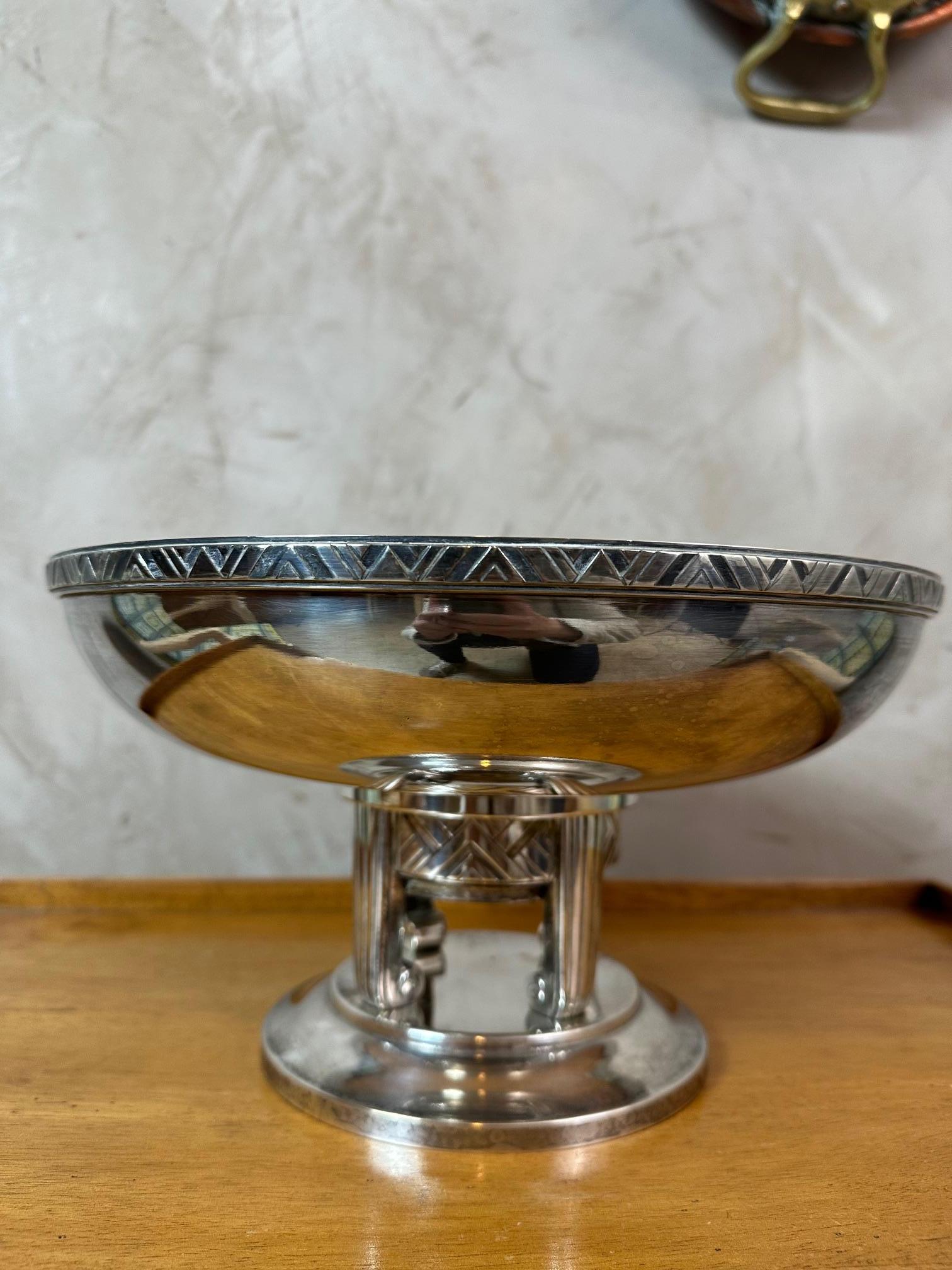 Art Déco Ciotola decorativa in argento Art Decor francese del XX secolo, anni '30 in vendita