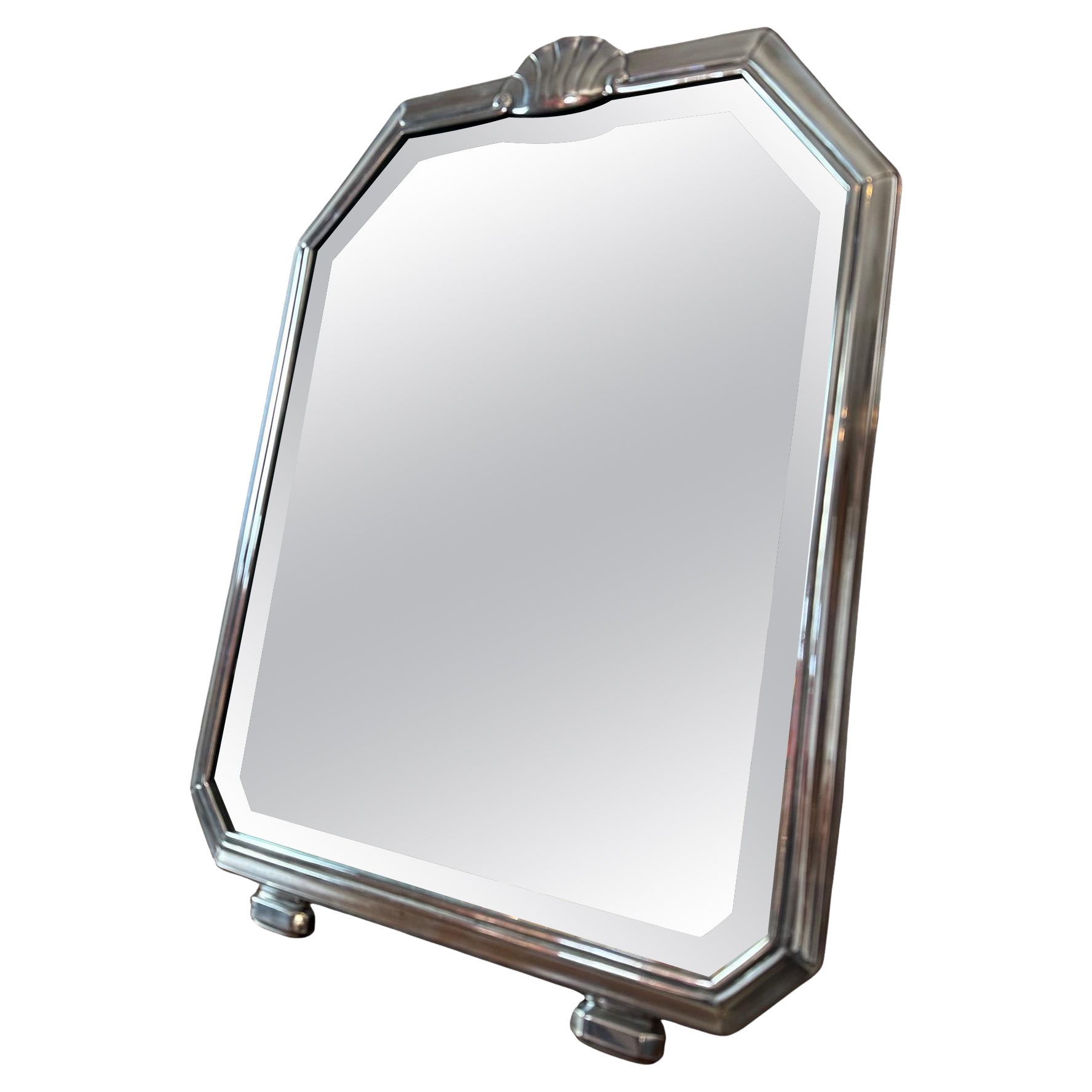 Tavolo con specchio in argento Art Deco francese del XX secolo, anni '30