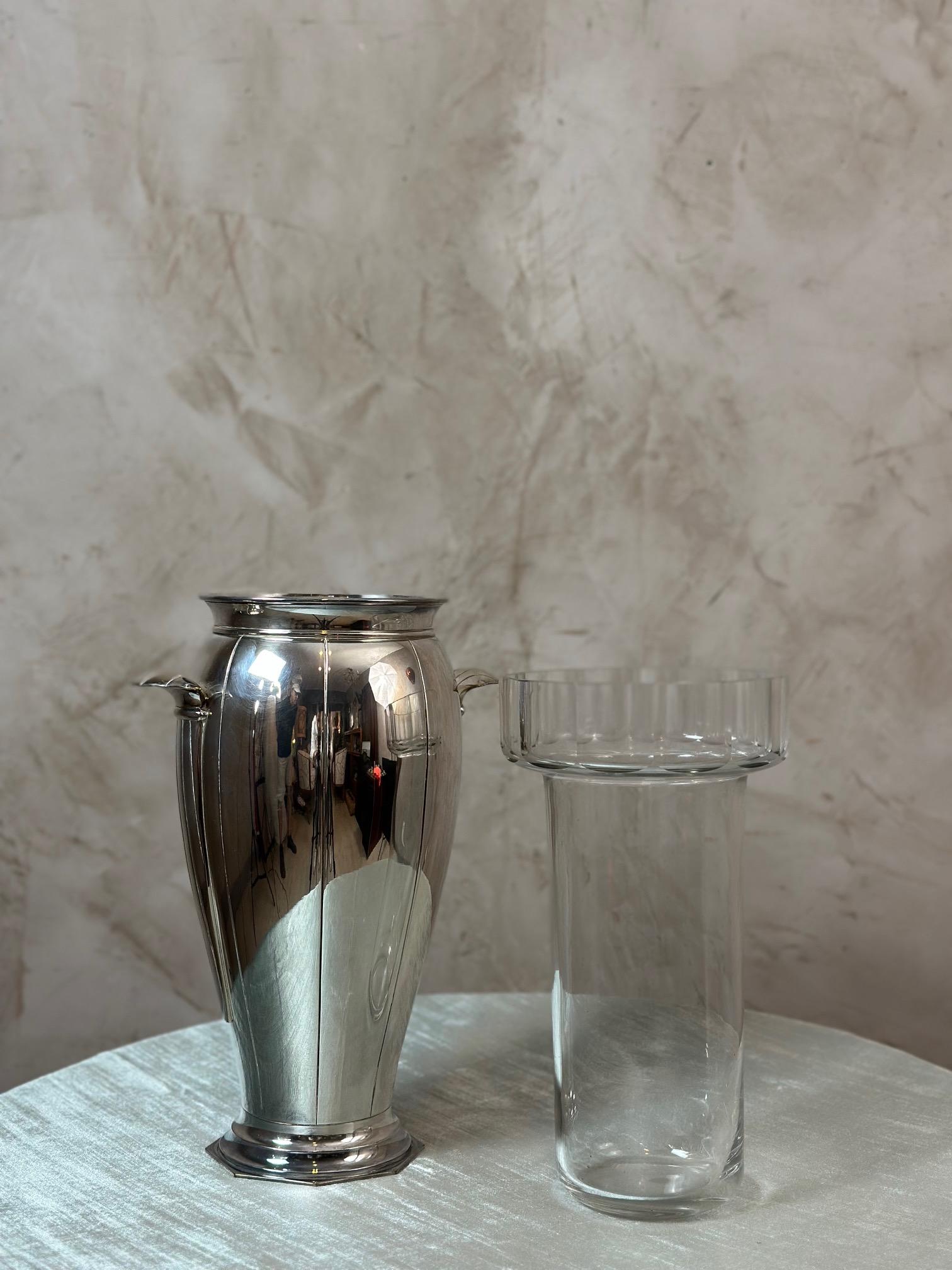 20. Jahrhundert Französisch Art Deco Versilbert Champagner Eimer, 1930er Jahre im Zustand „Gut“ im Angebot in LEGNY, FR