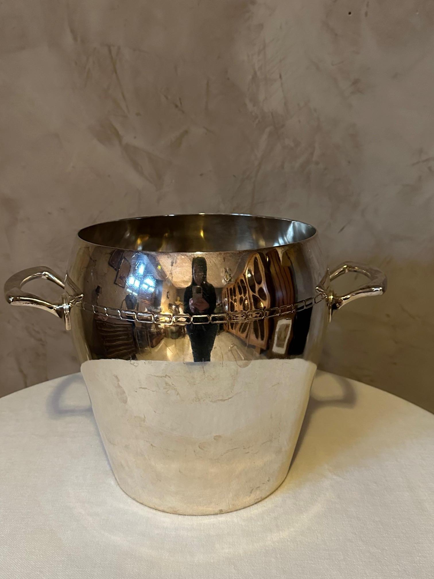 20th century French Art Deco Silver Plated Jeroboam Bucket In Good Condition For Sale In LEGNY, FR
