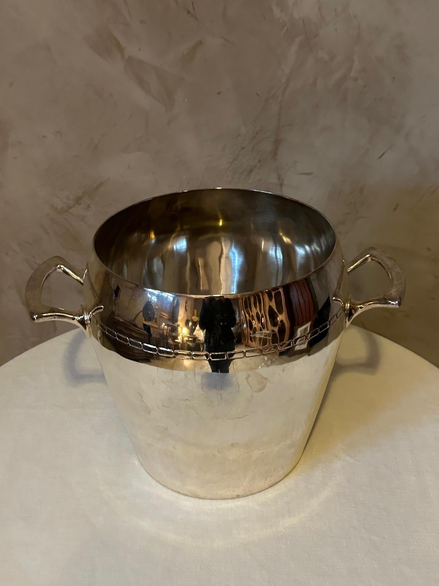 Mid-20th Century 20th century French Art Deco Silver Plated Jeroboam Bucket For Sale
