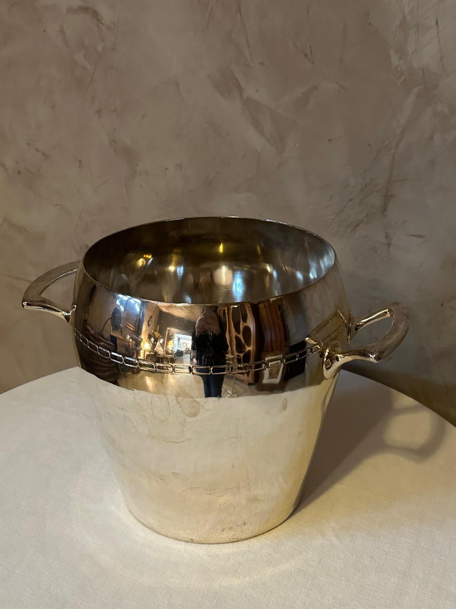 20th century French Art Deco Silver Plated Jeroboam Bucket For Sale 1
