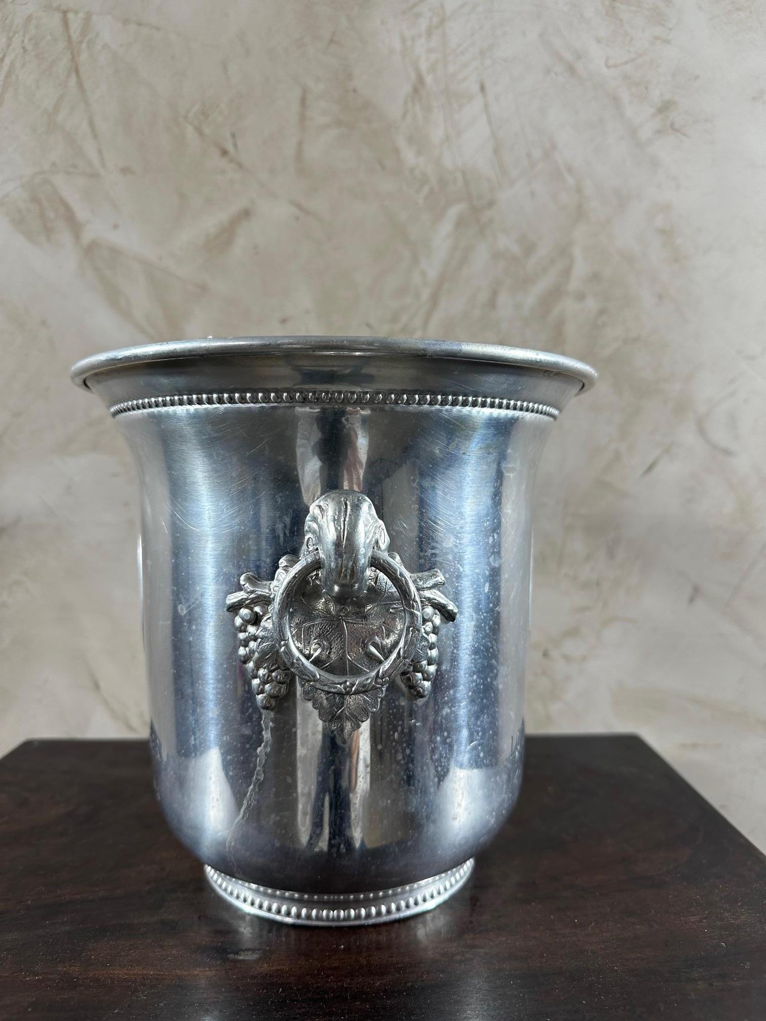 20th century French Art deco Silver Plated Louis Roederer Champagne Cooler In Good Condition In LEGNY, FR