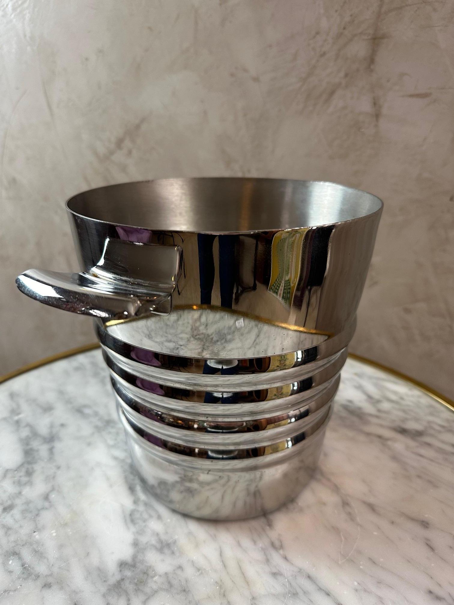 Metà XX secolo Raffreddatore per vino in argento Art déco francese del XX secolo, anni '30 in vendita