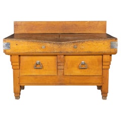 20th Century French Art Deco Solid Hornbeam Butchers Block, C.1920