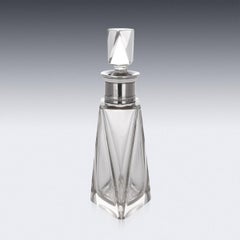 20th Century French Art Deco Solid Silver & Cut Glass Decanter, c.1930