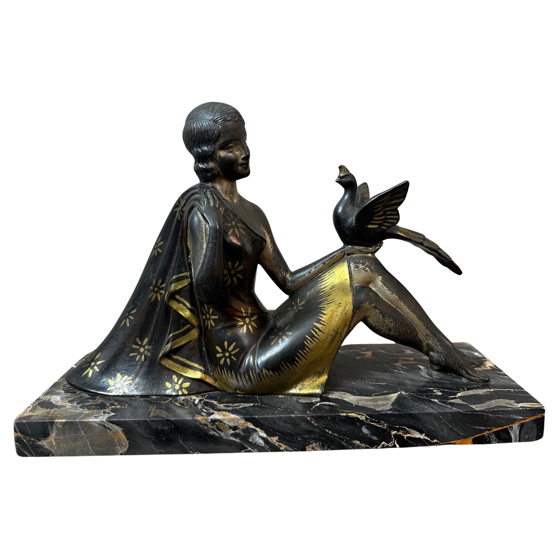 20th century French Art deco Spelter Sculpture signed H.Bal, 1930s