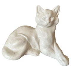 20ème siècle Français Art Deco St Clément Ceramic Cat, 1930s