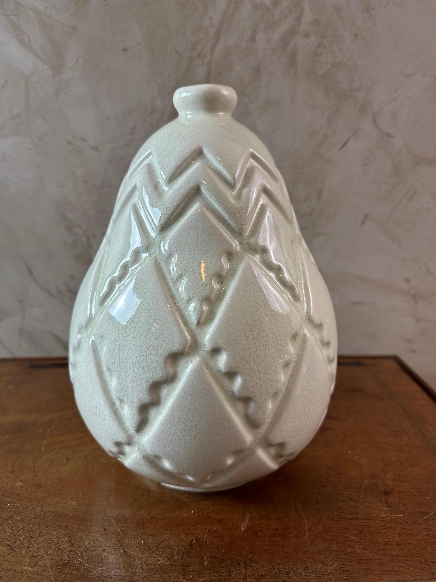 20. Jahrhundert Französisch Art deco St clément Fayence Vase, 1930er Jahre im Zustand „Gut“ im Angebot in LEGNY, FR