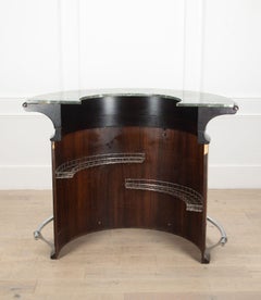 20th Century French Art Deco Style Round Bar with Six Stools