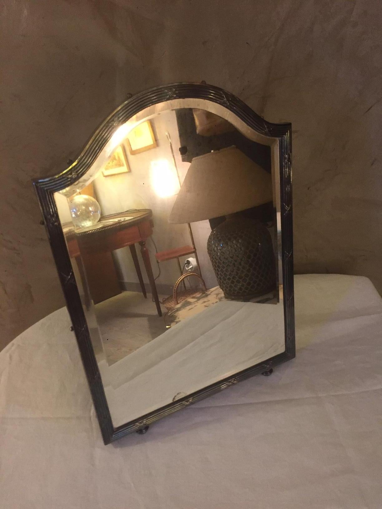 Very nice 20th century French Art Deco table mirror from 1930s. Beveled mirror.

 