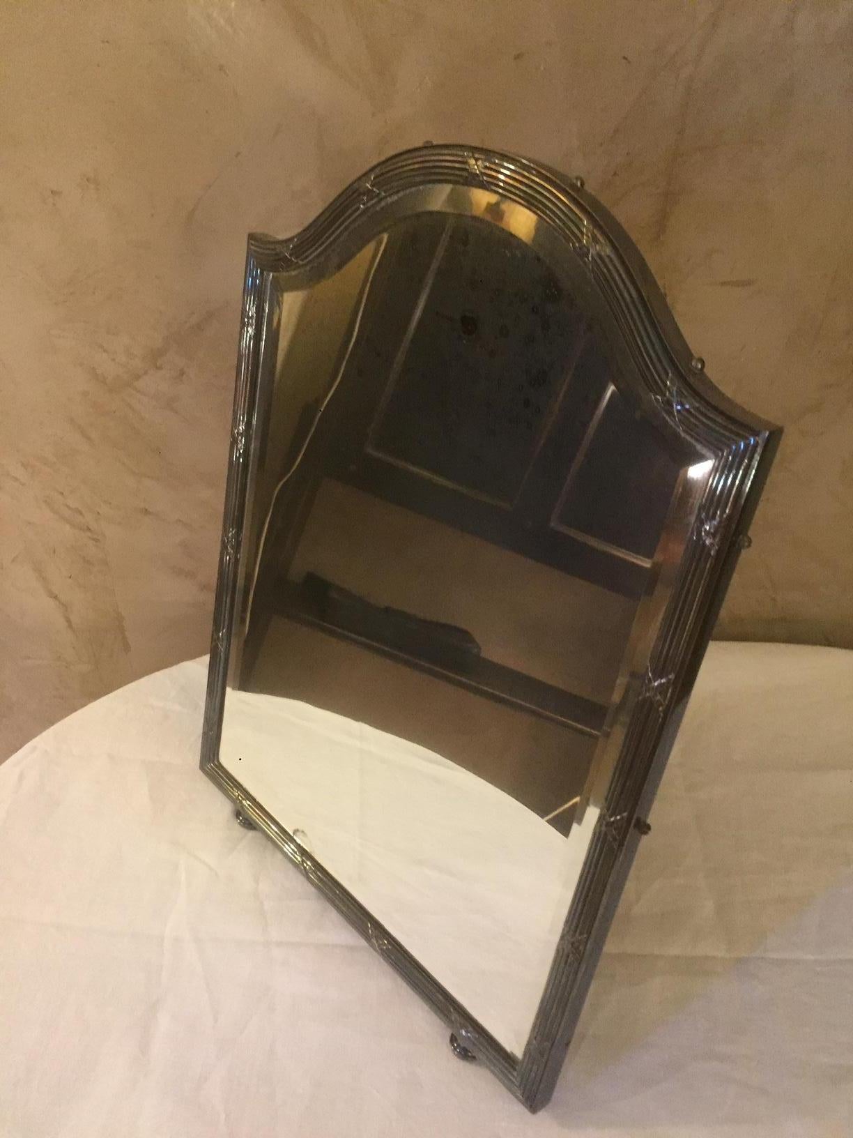 Metal 20th Century French Art Deco Table Mirror, 1930s