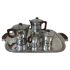20th century French Art deco Tea and Coffee Silver plate Set, 1930s
