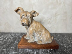 20th century French Art Deco Terracotta Sculpture Dog Signed R.Pollin, 1930s
