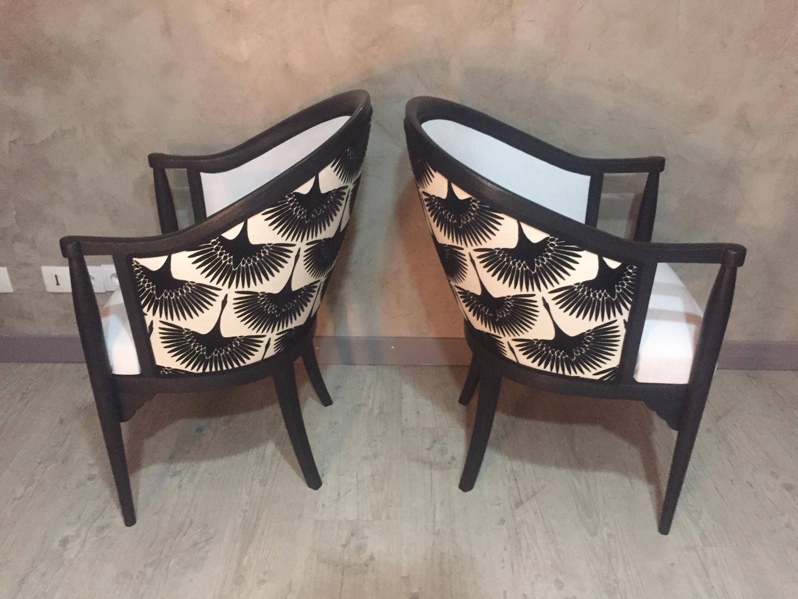 20th Century French Art Deco Upholstered Armchair Pair, 1930s 2
