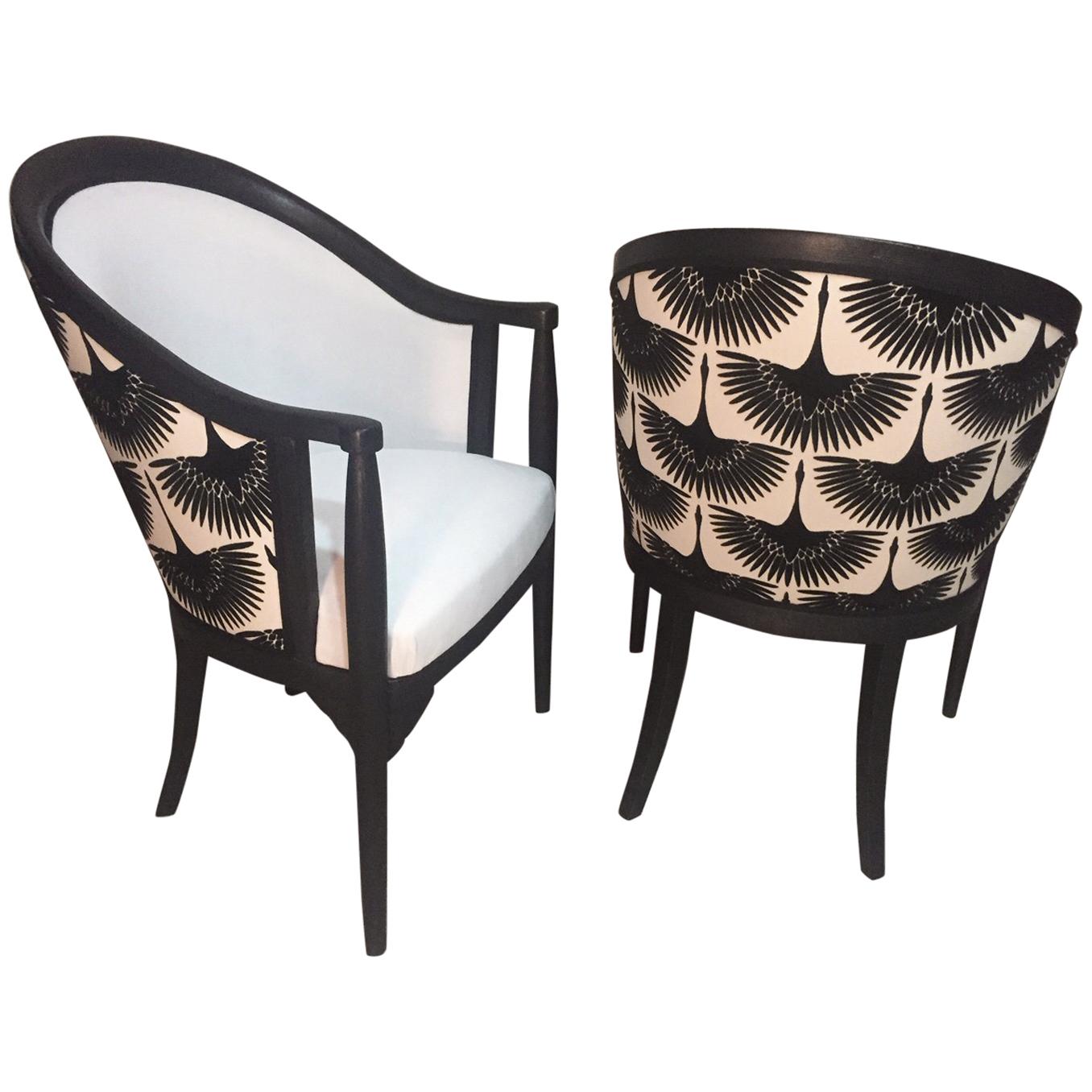 20th Century French Art Deco Upholstered Armchair Pair, 1930s