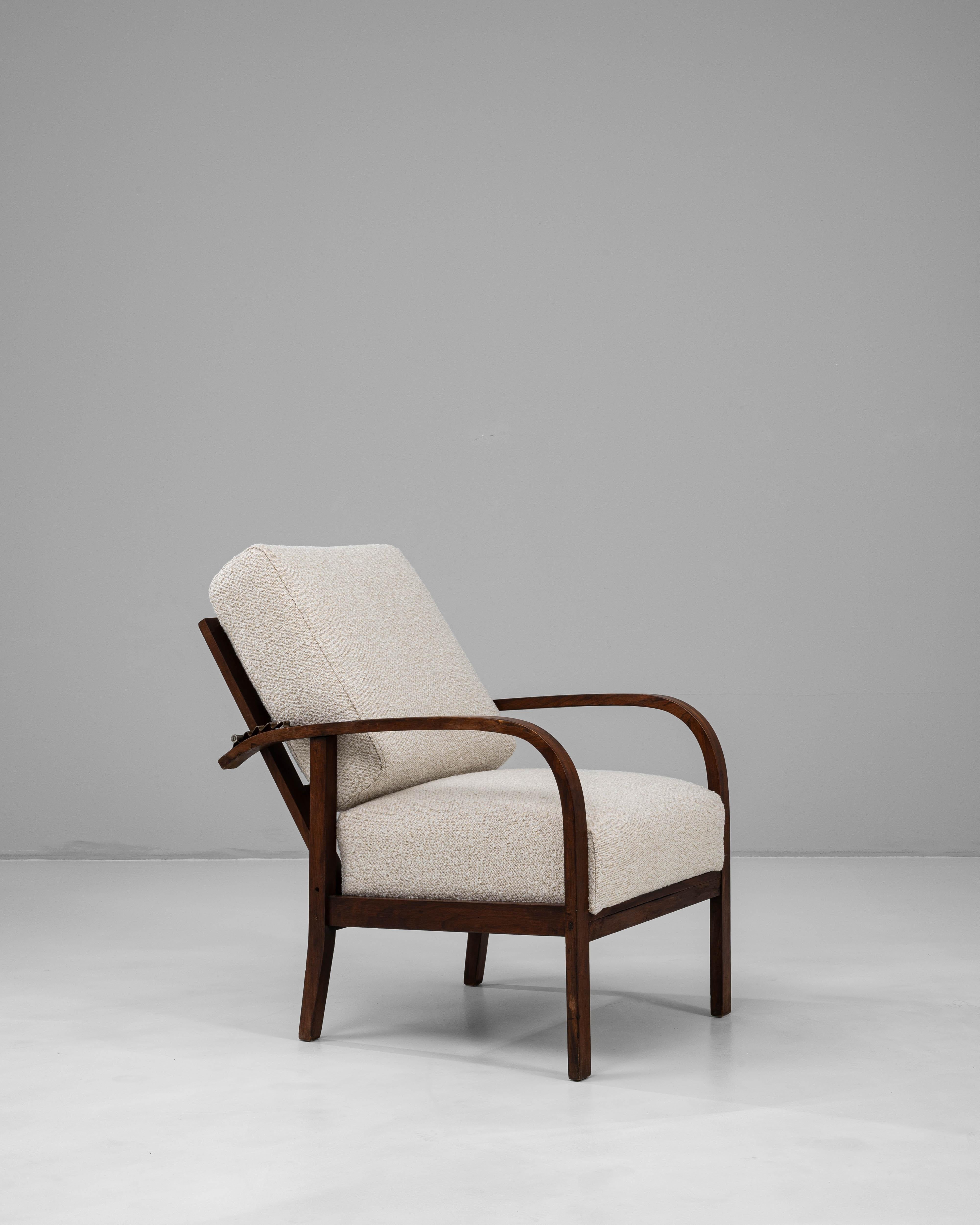 Französischer Art Déco-Sessel des 20. Jahrhunderts, gepolstert, mit verstellbarer Rückenlehne im Angebot 5