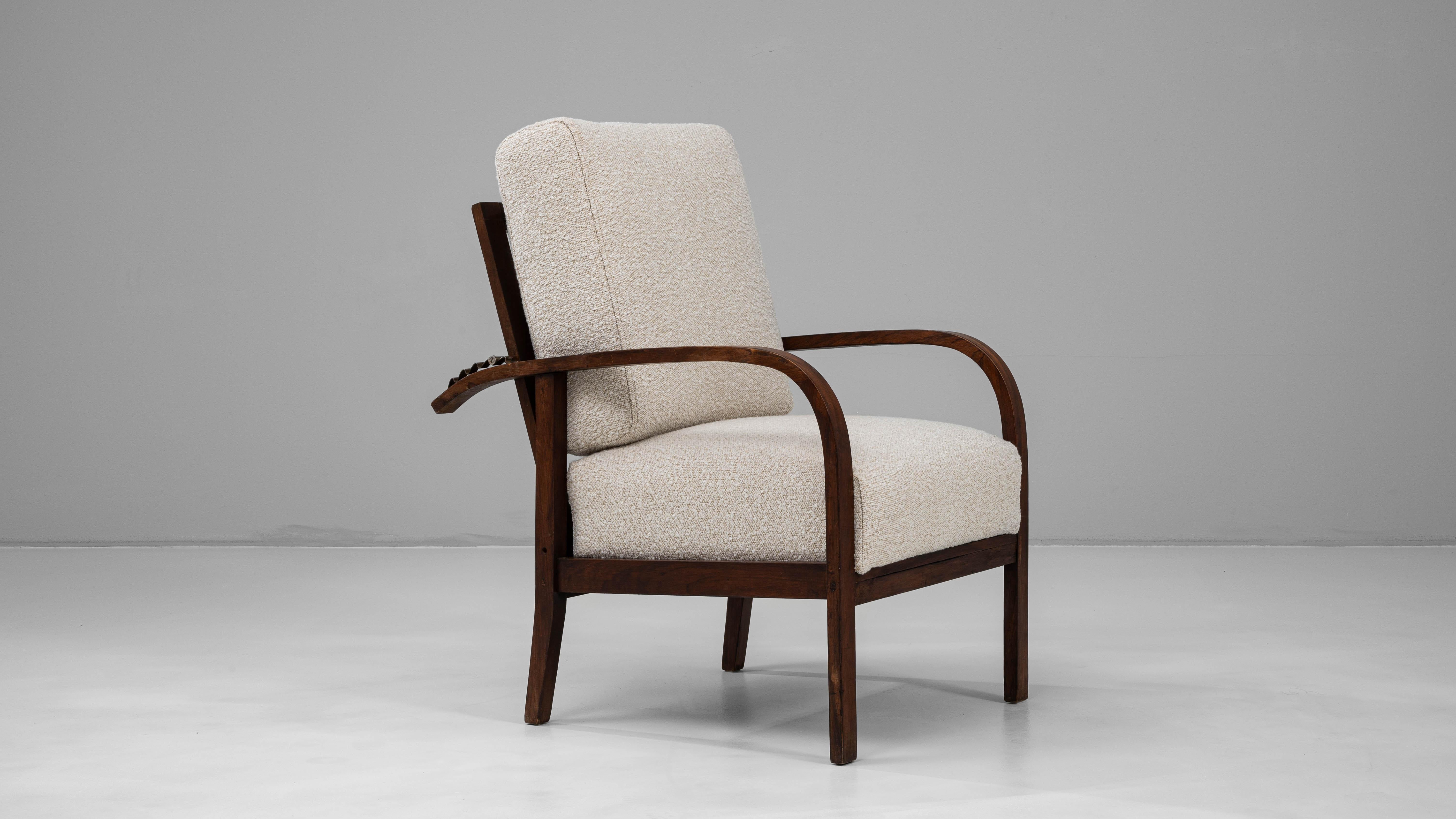 Französischer Art Déco-Sessel des 20. Jahrhunderts, gepolstert, mit verstellbarer Rückenlehne im Angebot 8