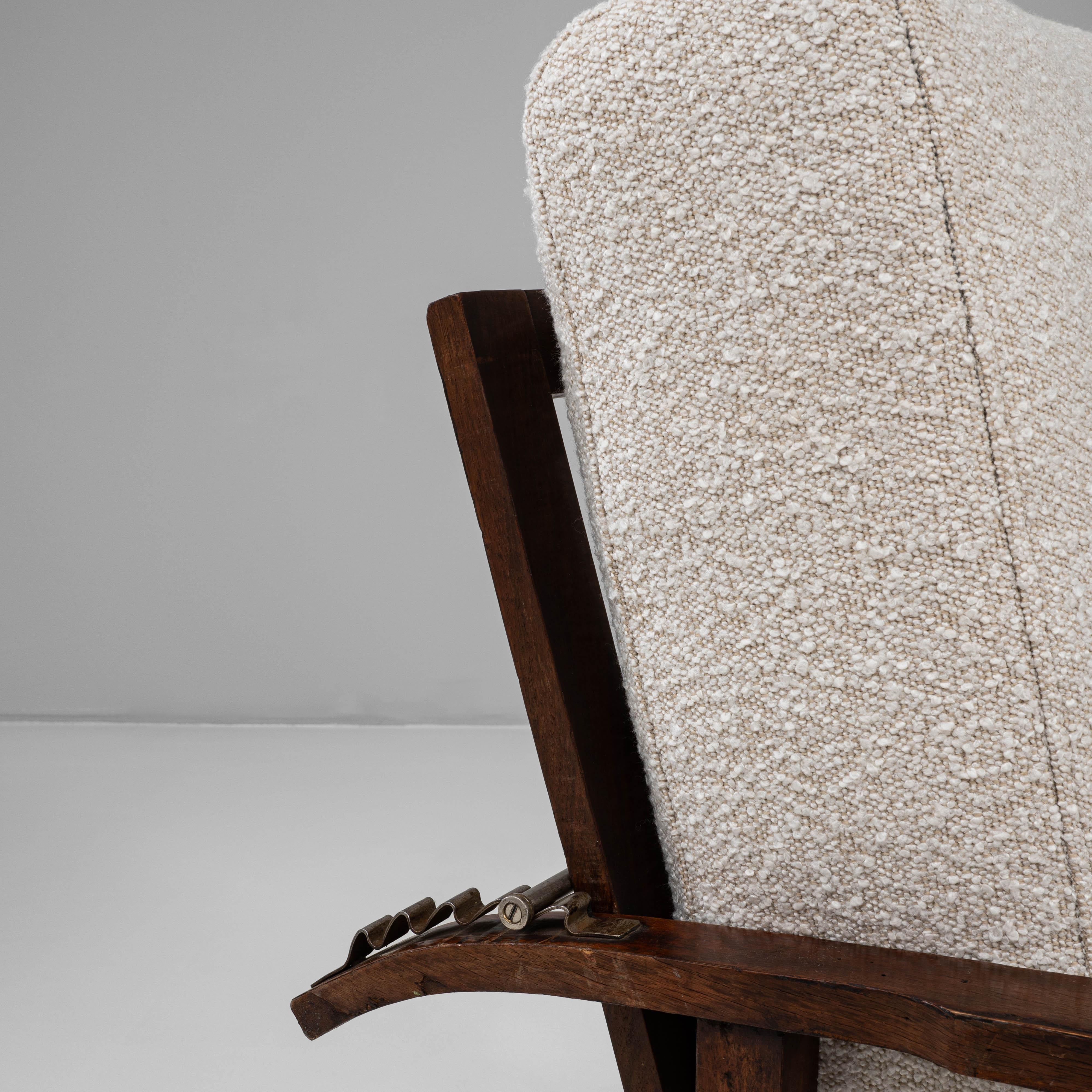 Französischer Art Déco-Sessel des 20. Jahrhunderts, gepolstert, mit verstellbarer Rückenlehne im Angebot 9