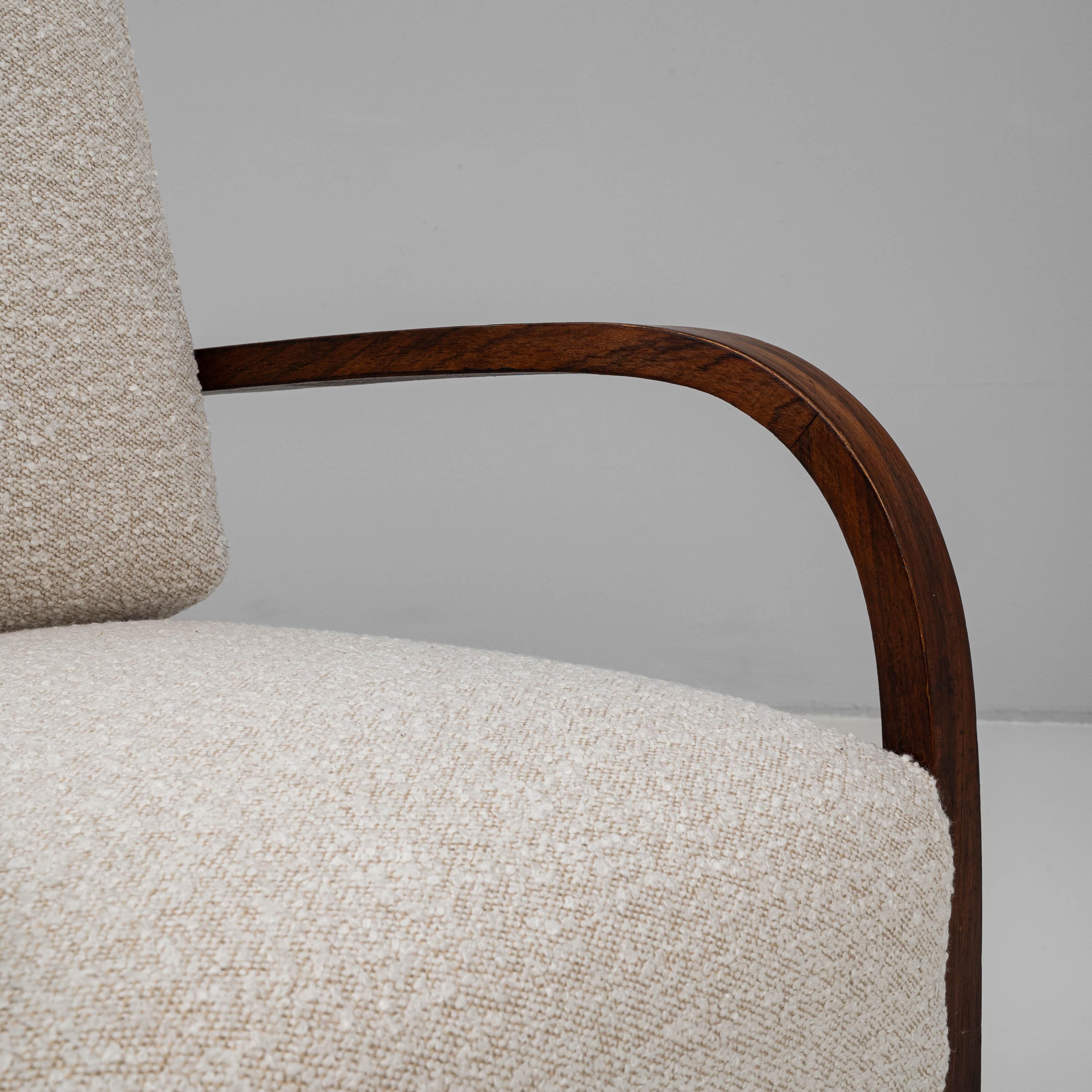 Französischer Art Déco-Sessel des 20. Jahrhunderts, gepolstert, mit verstellbarer Rückenlehne im Angebot 11