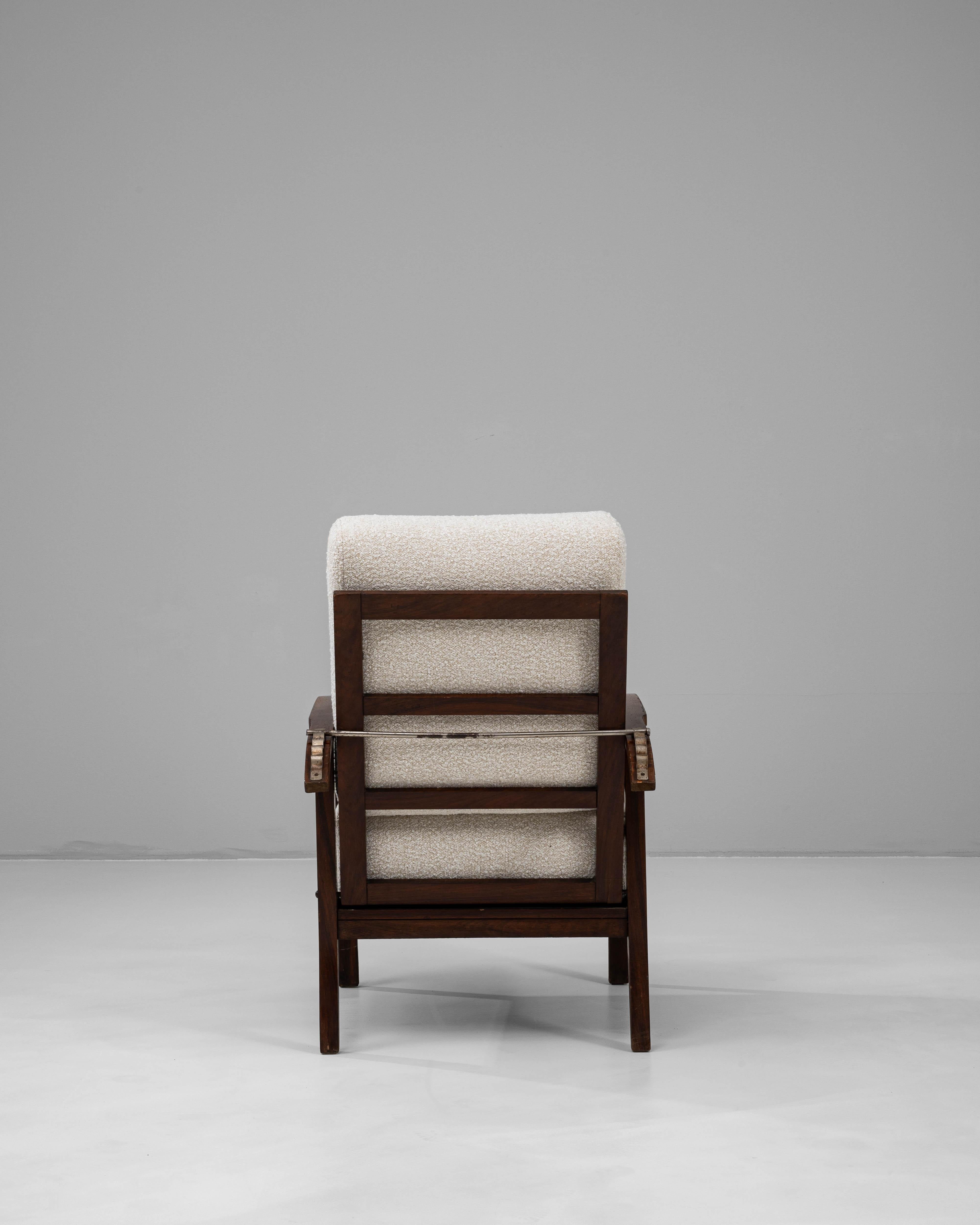 Französischer Art Déco-Sessel des 20. Jahrhunderts, gepolstert, mit verstellbarer Rückenlehne (Metall) im Angebot