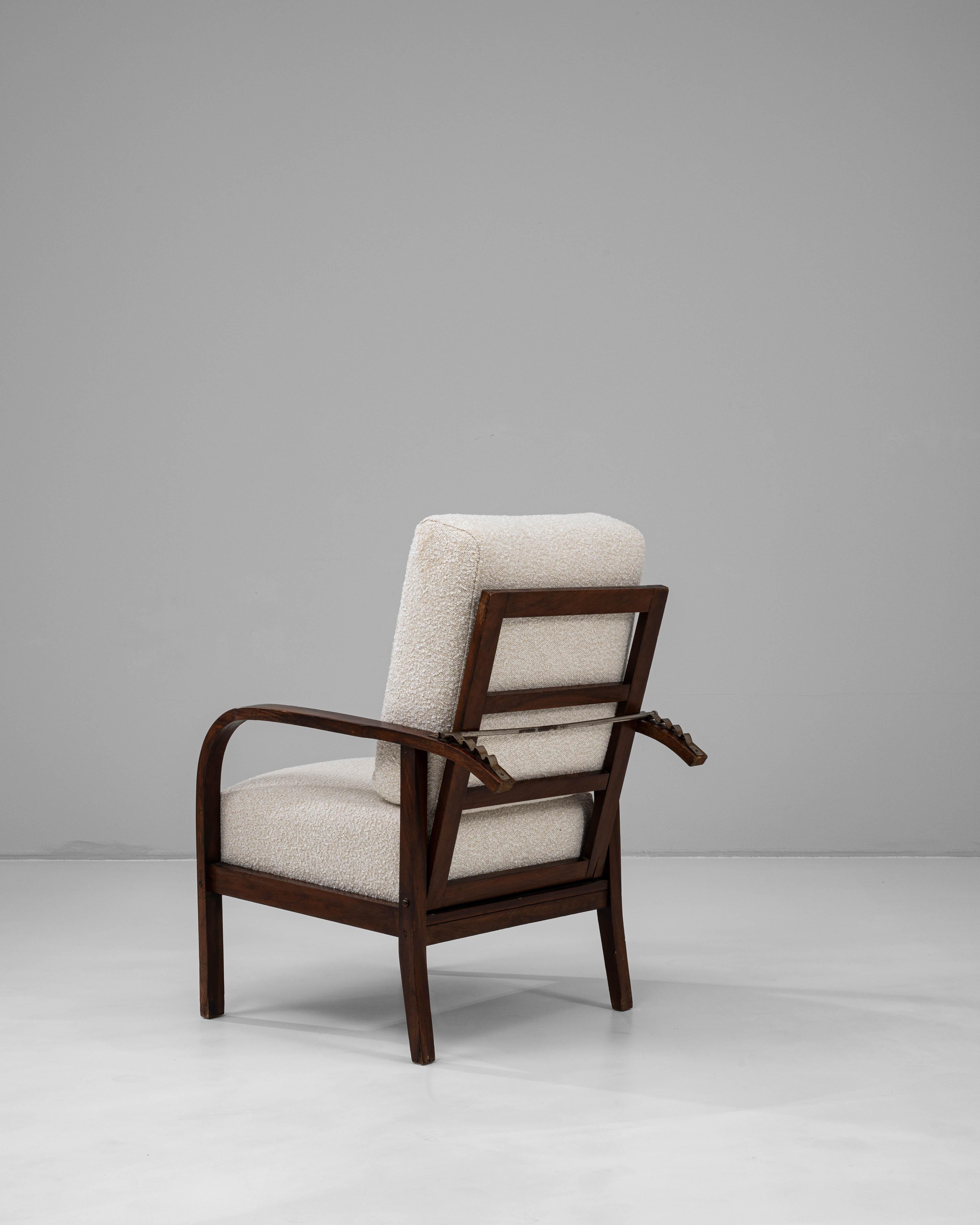 Französischer Art Déco-Sessel des 20. Jahrhunderts, gepolstert, mit verstellbarer Rückenlehne im Angebot 1