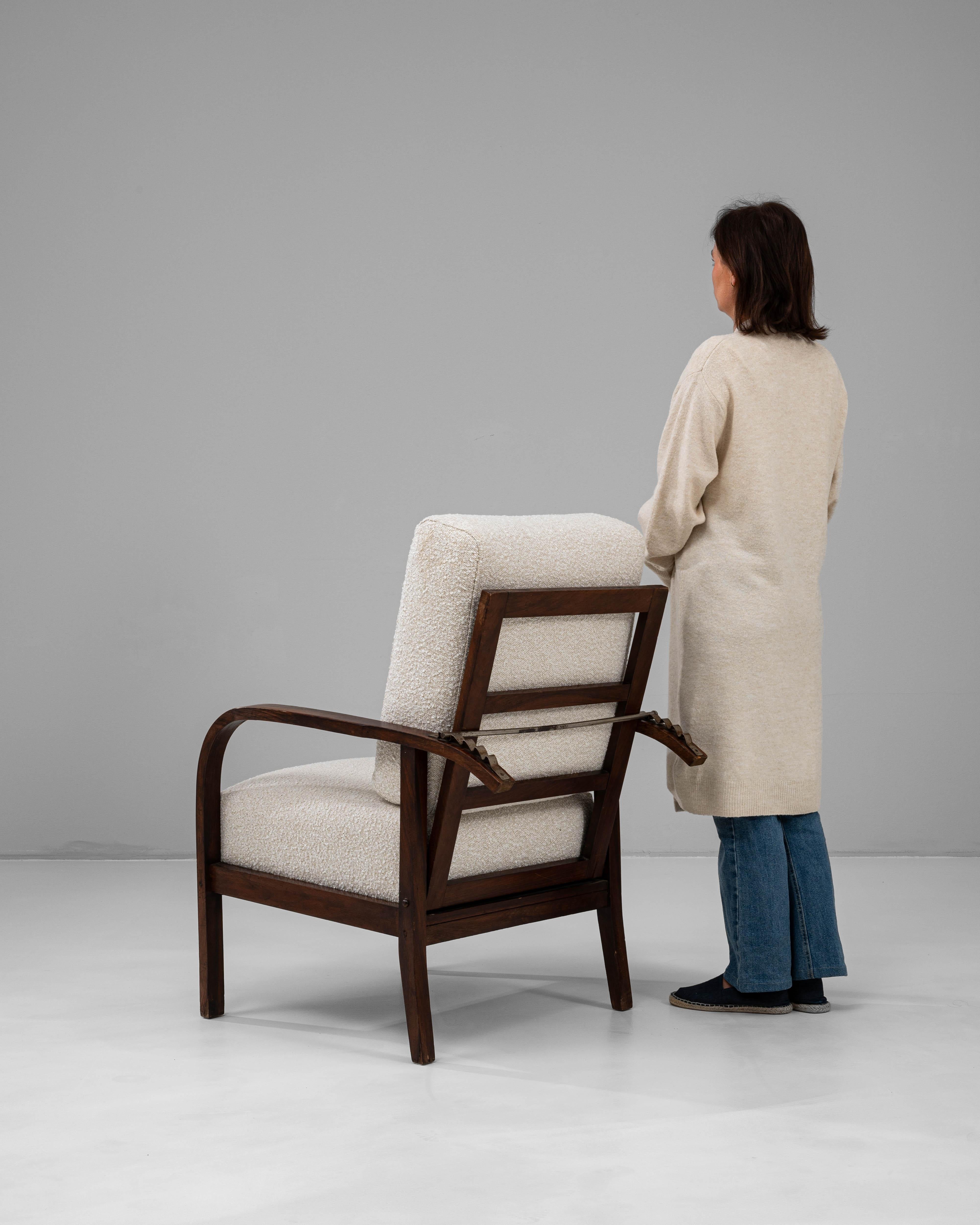 Französischer Art Déco-Sessel des 20. Jahrhunderts, gepolstert, mit verstellbarer Rückenlehne im Angebot 2