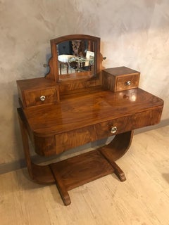 20th Century French Art Deco Walnut Dressing Table, 1930s