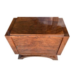 20th Century French Art Deco Walnut Dry Bar - Vintage Parisian Side Table