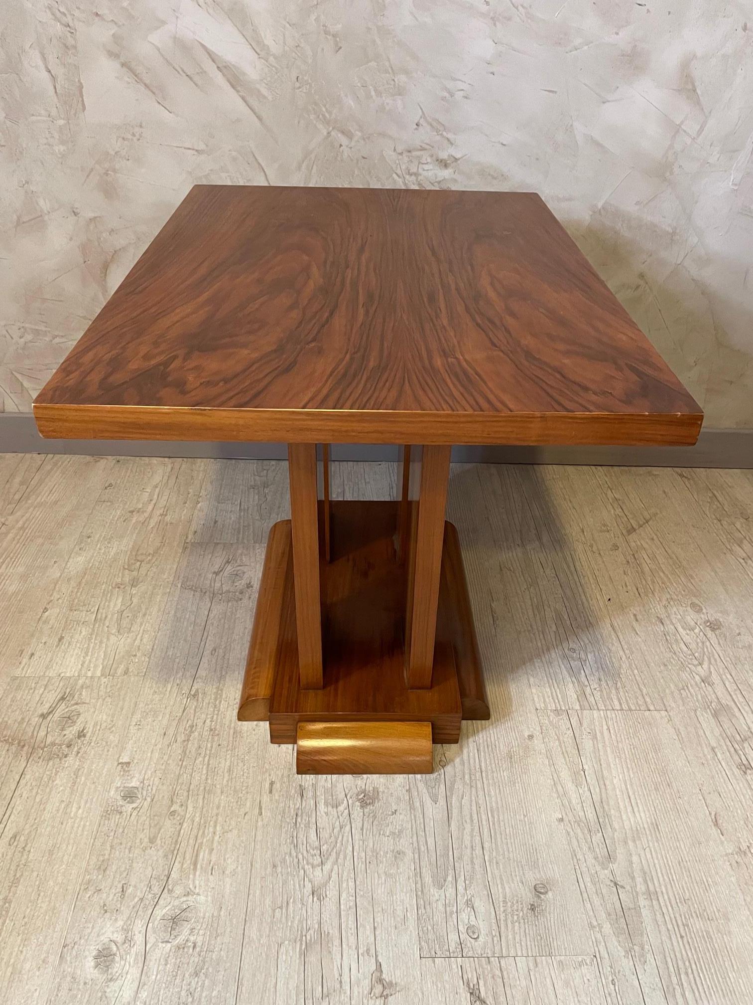 20th Century French Art Deco Walnut Side Table, 1930s 2