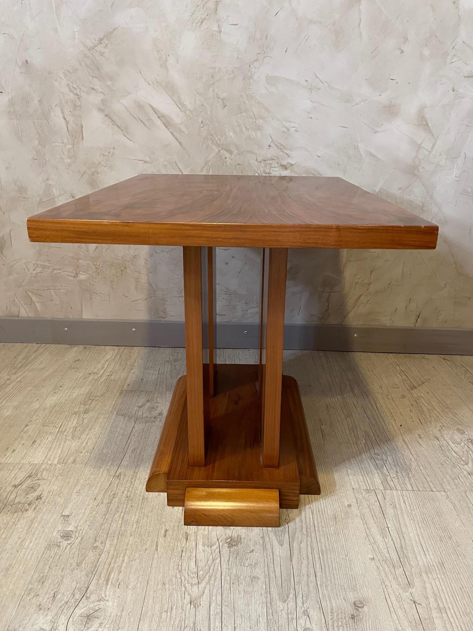 20th Century French Art Deco Walnut Side Table, 1930s 3