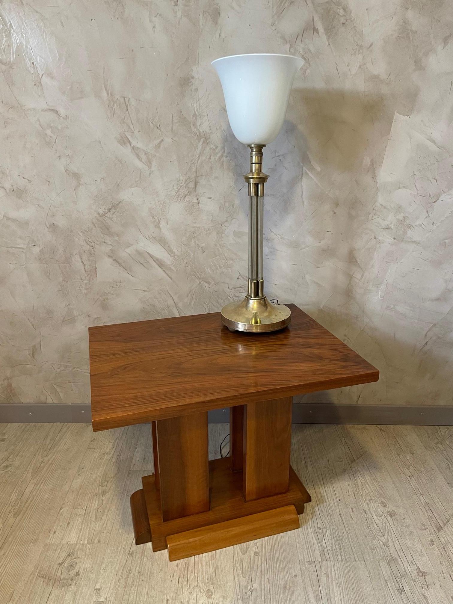 20th Century French Art Deco Walnut Side Table, 1930s 4