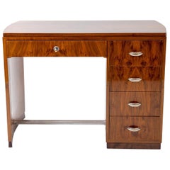 20th Century French Art Deco Walnut Writing Table - Vintage Office Desk
