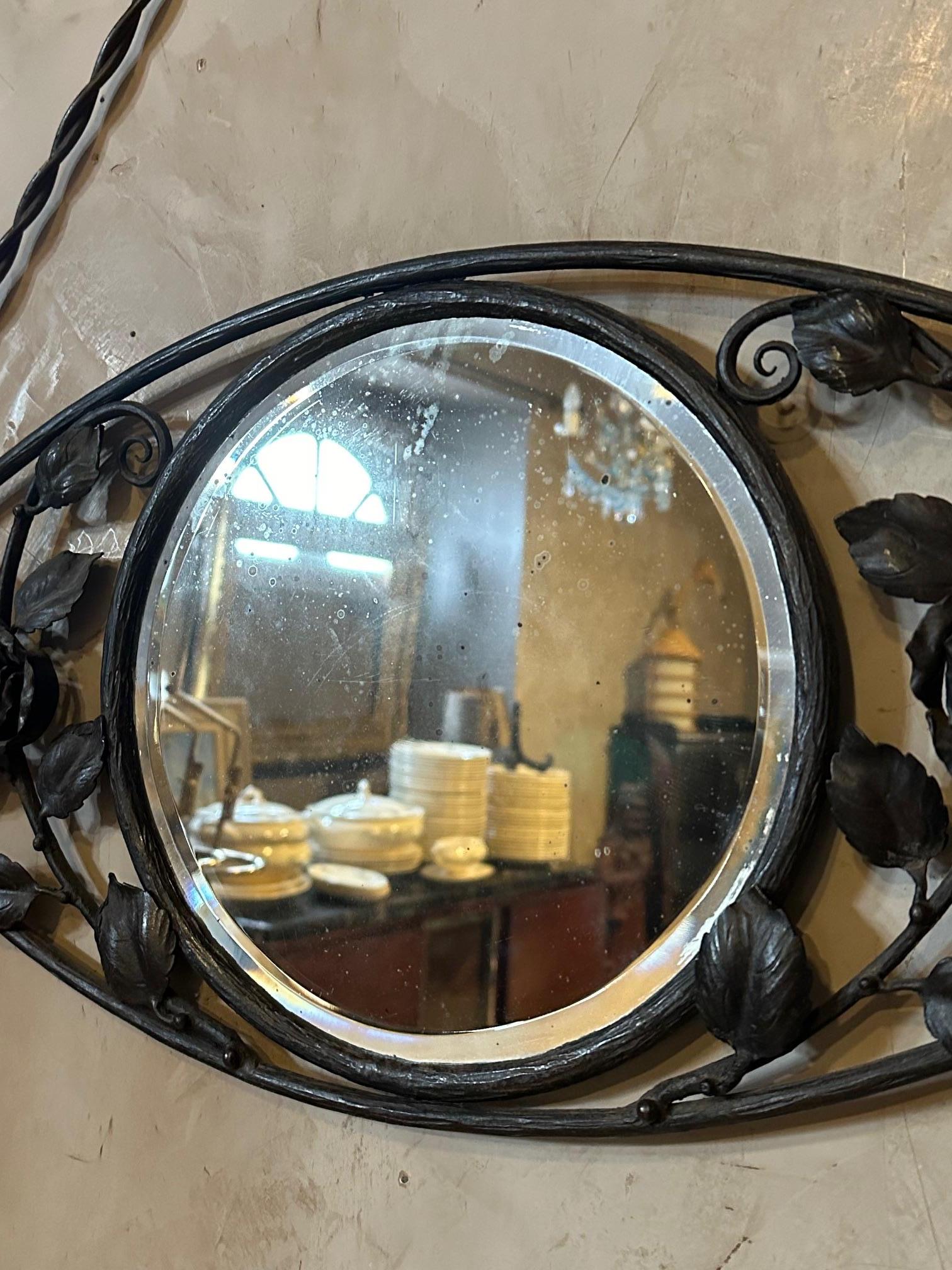 20th century French Art Deco Wrought Iron Mirror, 1930s For Sale 1